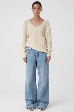 Pull Col En V Coton Bio