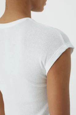 T-Shirt En Maille Cotelee
