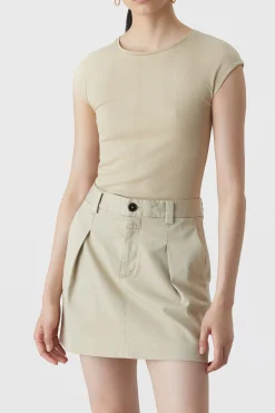 T-Shirt En Maille Cotelee