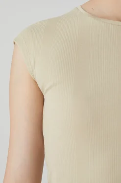 T-Shirt En Maille Cotelee