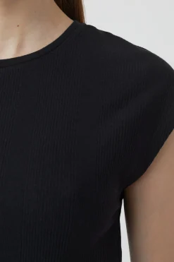 T-Shirt En Maille Cotelee